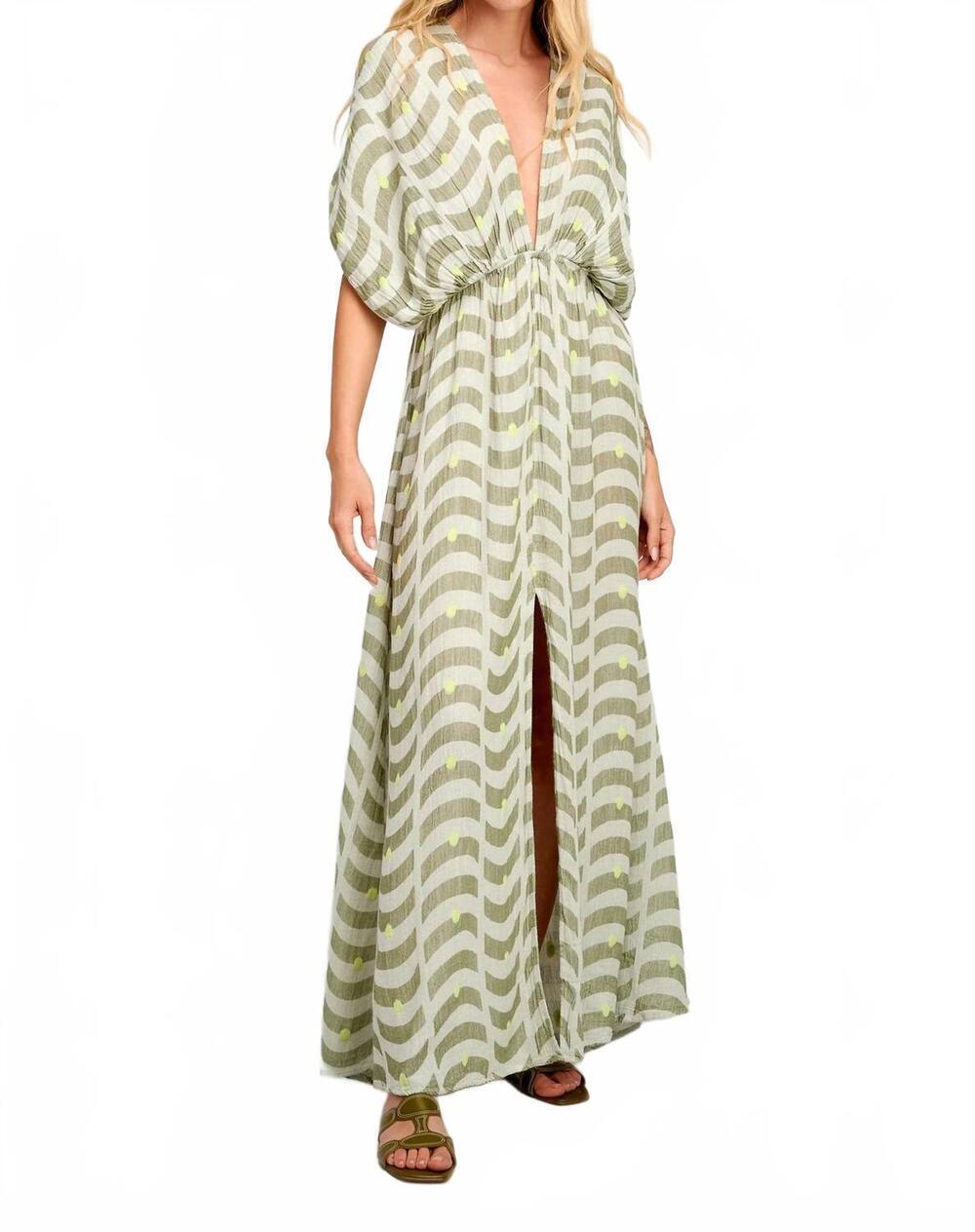 NEW PEARL AND CAVIAR agistri maxi dress in khaki